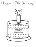 Happy  17th  Birthday!Coloring Page
