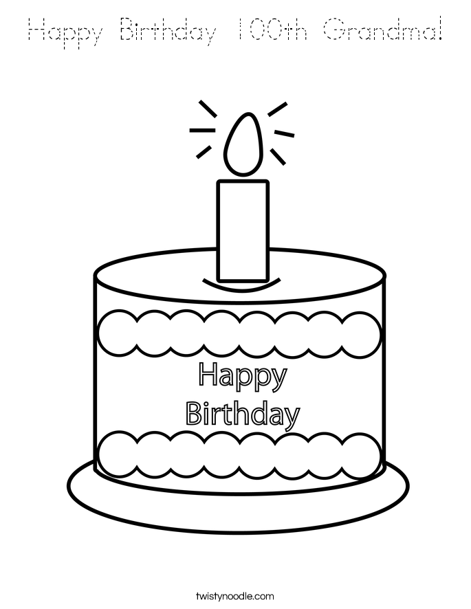 Happy Birthday 100th Grandma! Coloring Page