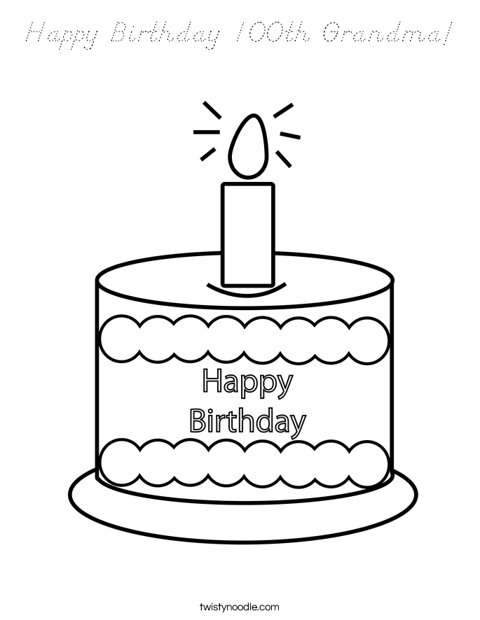 Happy Birthday 100th Grandma! Coloring Page