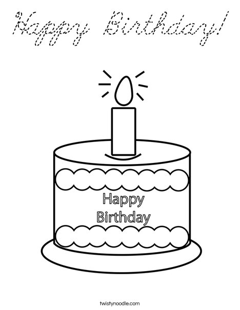 Happy Birthday Coloring Page Cursive Twisty Noodle Happy Birthday Coloring Page Cursive Twisty Noodle