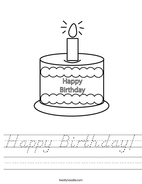 happy birthday worksheet dnealian twisty noodle