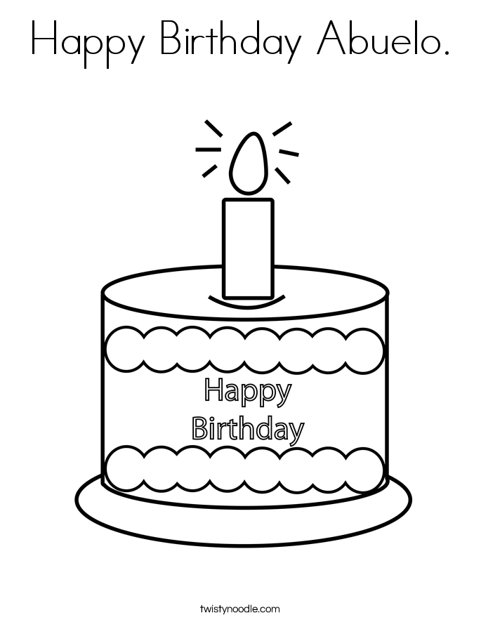 Happy Birthday Abuelo. Coloring Page