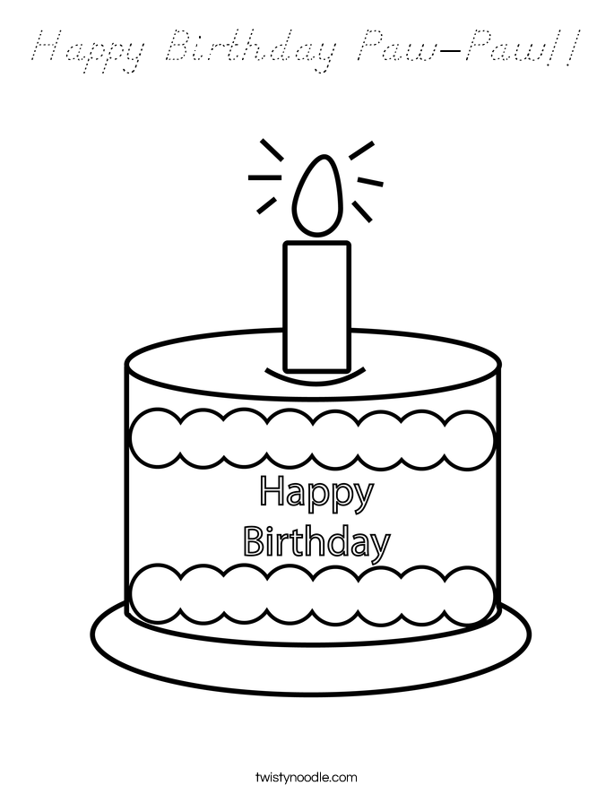 Happy Birthday Paw-Paw!! Coloring Page