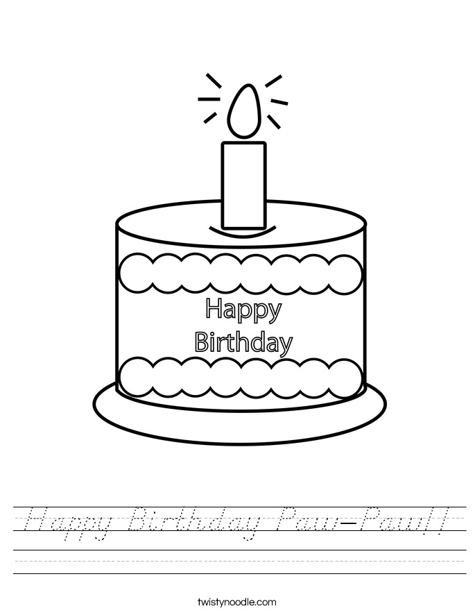 Happy Birthday Paw-Paw!! Worksheet