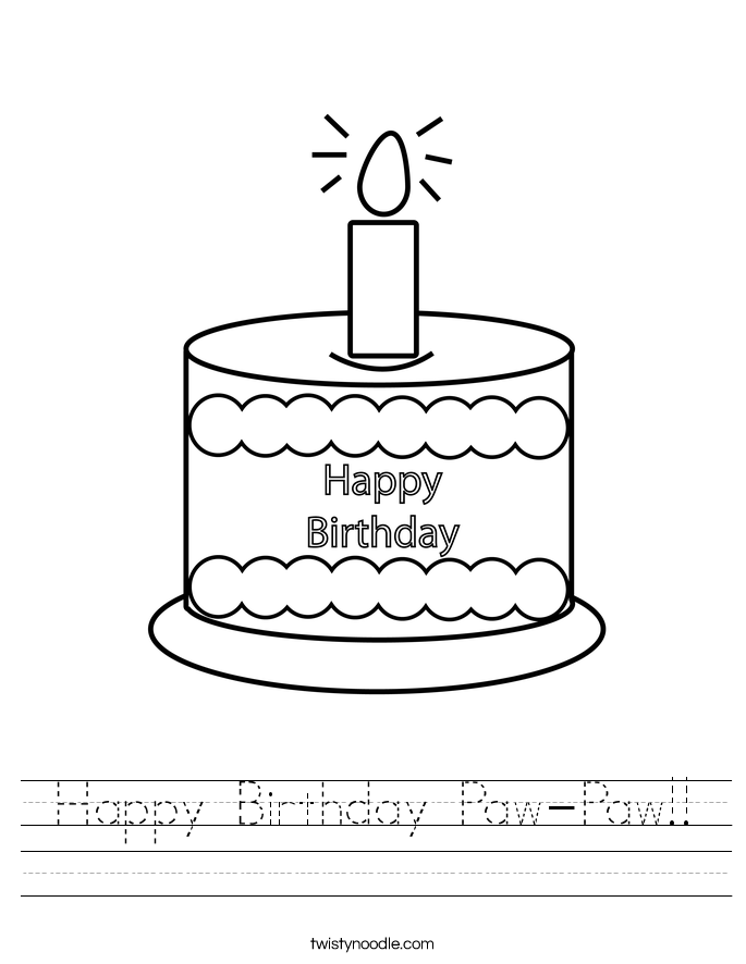 Happy Birthday Paw-Paw!! Worksheet