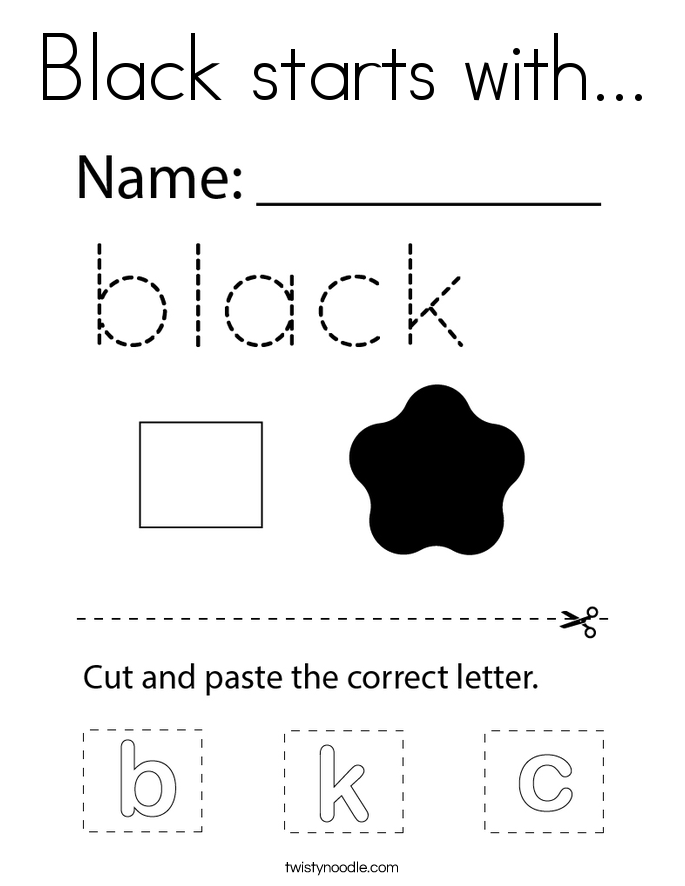 Black starts with... Coloring Page