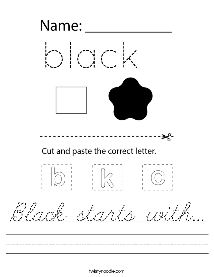 Black starts with... Worksheet