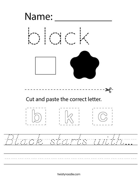 Black starts with... Worksheet