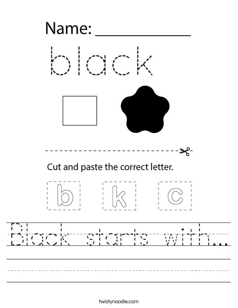 Black starts with... Worksheet