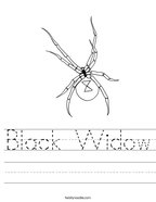 Black Widow Handwriting Sheet