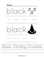 Black Writing Practice Handwriting Sheet