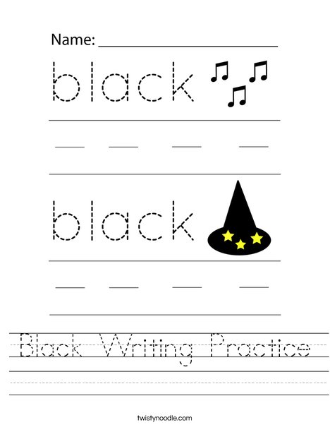 Black Writing Practice Worksheet