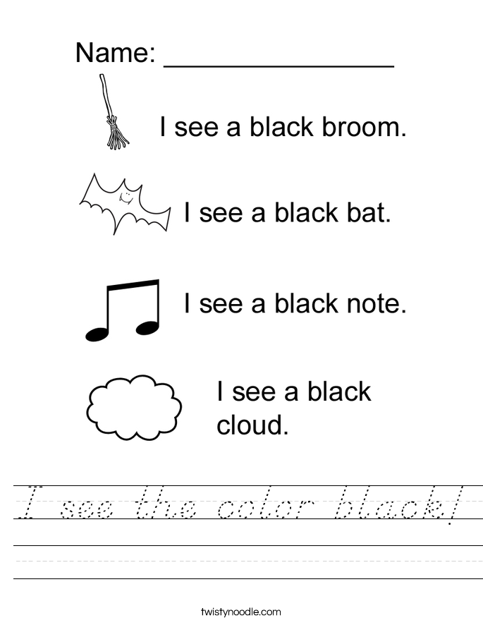 I see the color black! Worksheet
