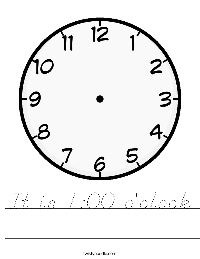 It is 1:00 o'clock Worksheet