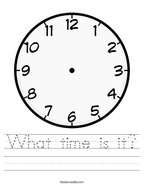 What time is it Handwriting Sheet