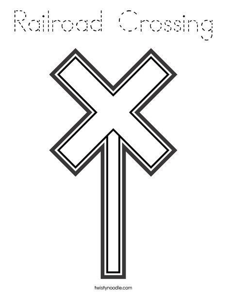 Train Crossing Coloring Page