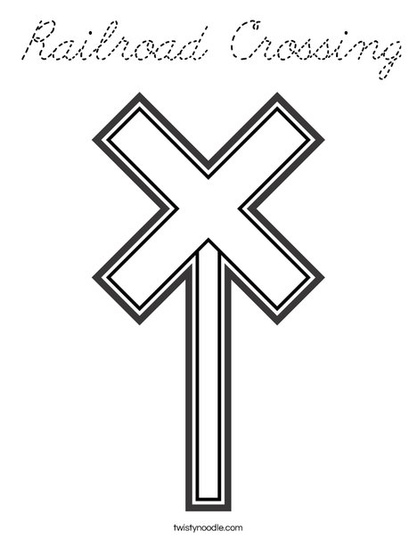 Train Crossing Coloring Page