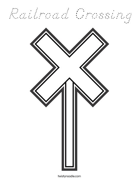 Train Crossing Coloring Page