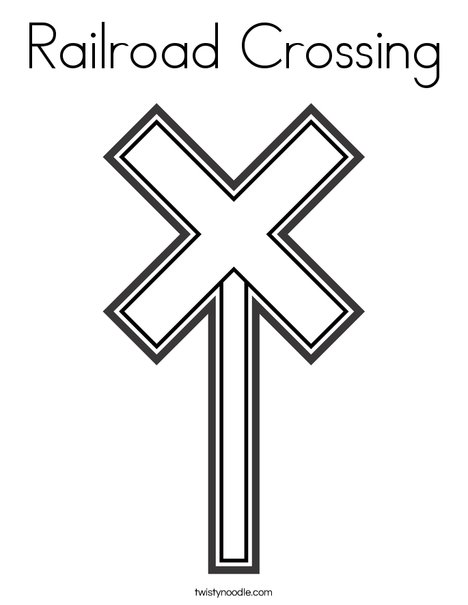 Train Crossing Coloring Page