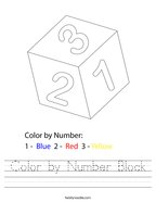 Color by Number Block Handwriting Sheet