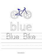 Blue Bike Handwriting Sheet