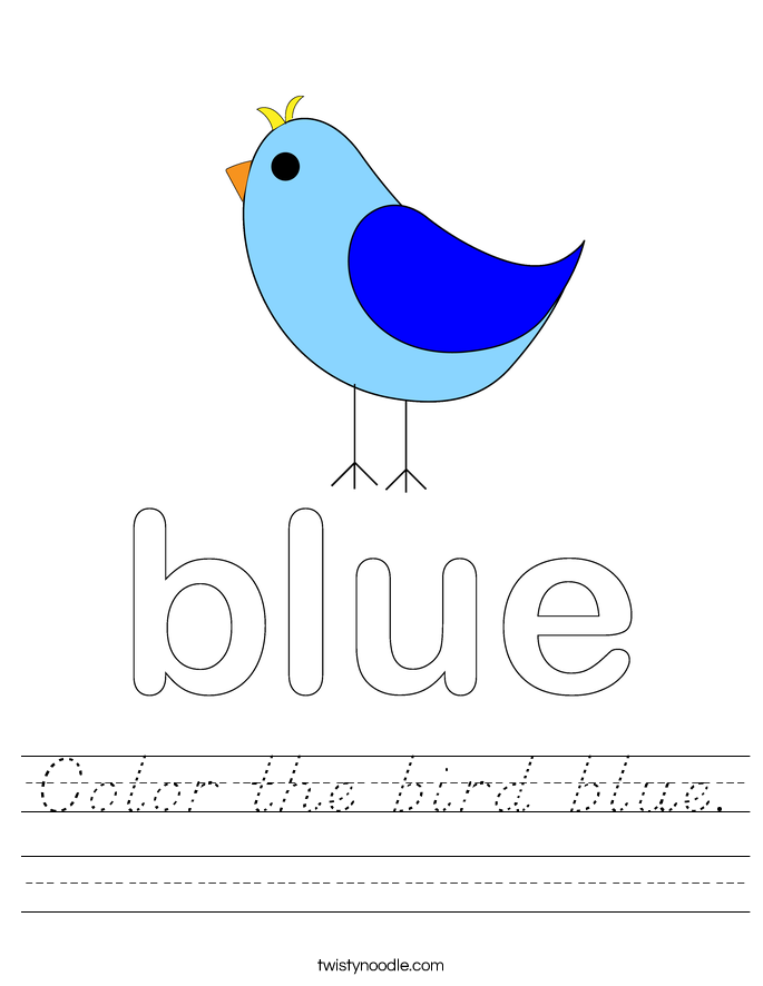 Color the bird blue. Worksheet