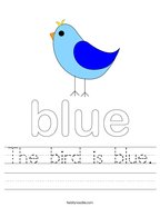 The bird is blue Handwriting Sheet