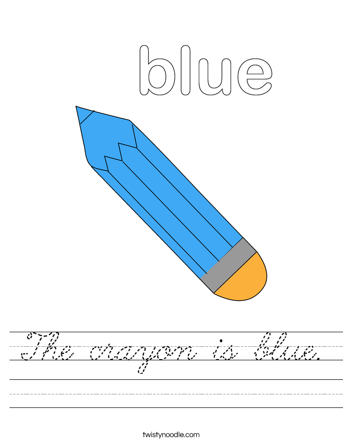 The crayon is blue. Worksheet