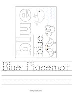 Blue Placemat Handwriting Sheet