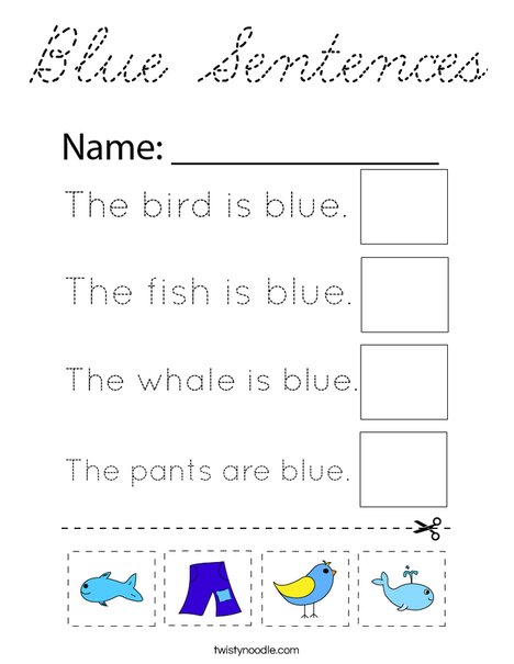 Blue Sentences Coloring Page