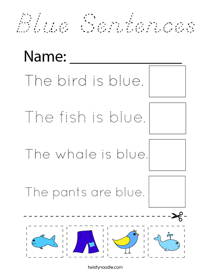 Blue Sentences Coloring Page