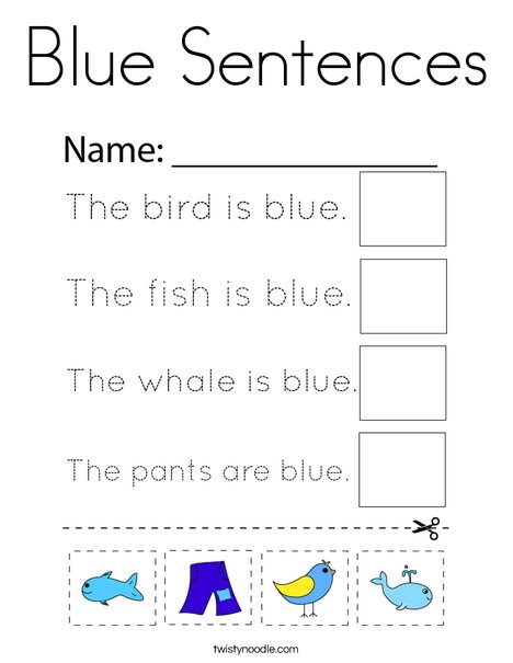 Blue Sentences Coloring Page