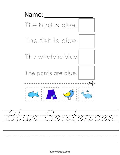 Blue Sentences Worksheet