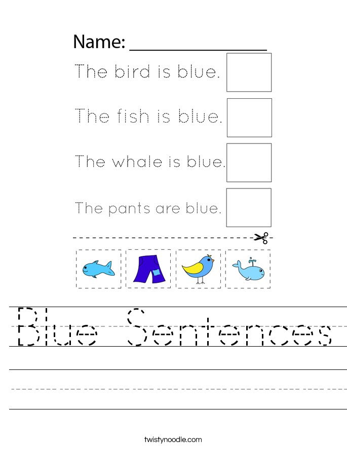 Blue Sentences Worksheet