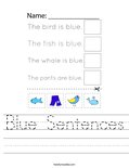 Blue Sentences Worksheet