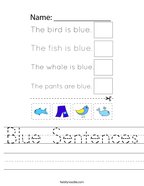 Blue Sentences Handwriting Sheet