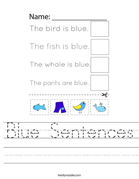 Blue Sentences Worksheet