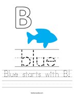 Blue starts with B Handwriting Sheet