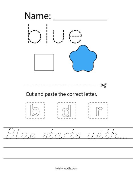 Blue starts with... Worksheet