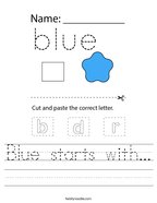 Blue starts with Handwriting Sheet