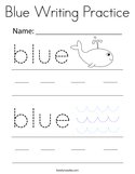 Blue Writing Practice Coloring Page