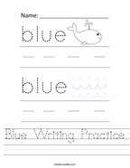 Blue Writing Practice Handwriting Sheet