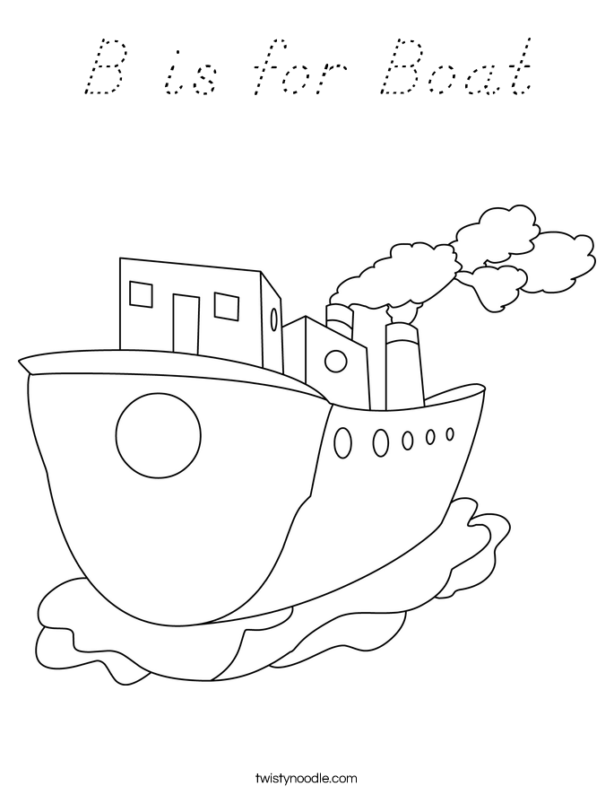 B is for Boat Coloring Page