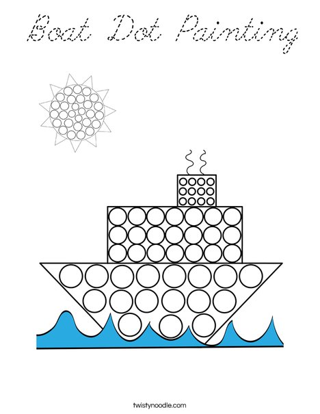 Boat Dot Painting Coloring Page