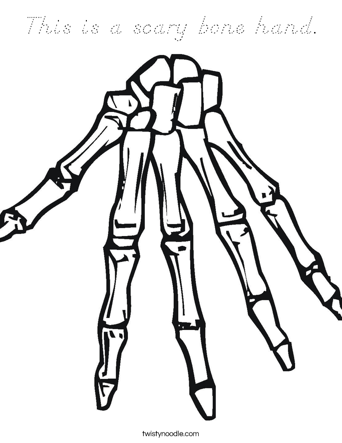 This is a scary bone hand. Coloring Page