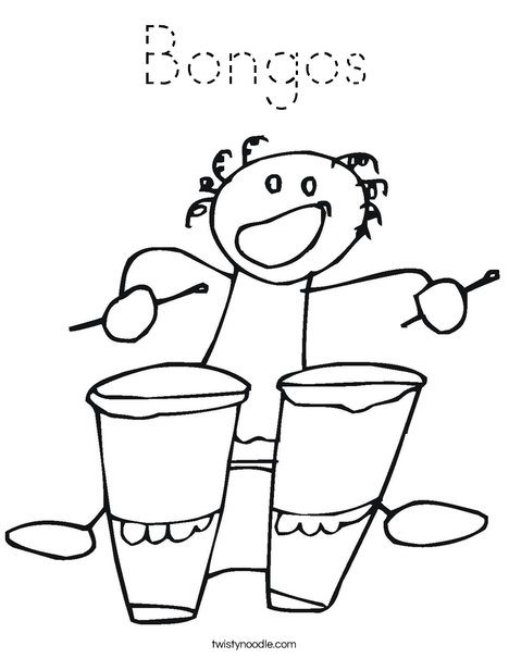 Bongos with Bongo Player Coloring Page