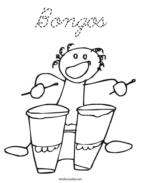 Bongos with Bongo Player Coloring Page