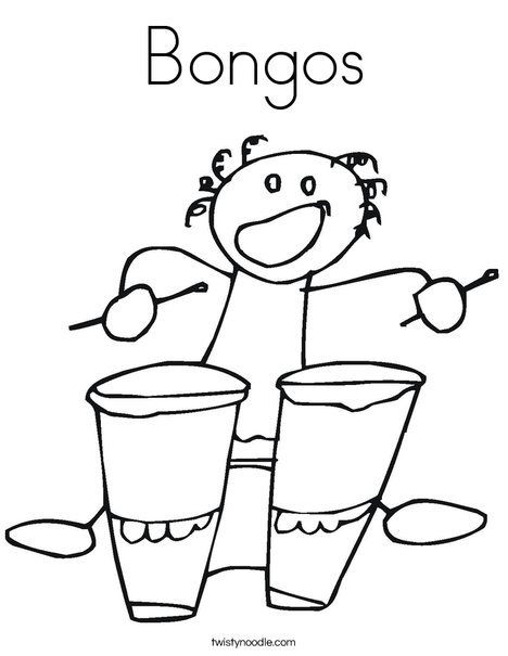 Bongos with Bongo Player Coloring Page