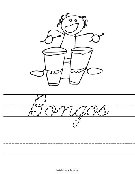 Bongos with Bongo Player Worksheet