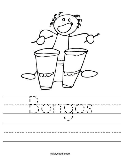 Bongos with Bongo Player Worksheet